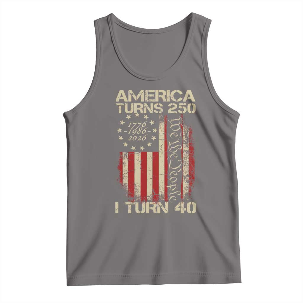 America Turns 250 I Turn 40 Tank Top 40th Birthday 250th Anniversary USA Vintage 1986 Bday TS11 Deep Heather Print Your Wear