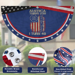 America Turns 250 I Turn 40 Patriotic Fan Flag 40th Birthday 250th Anniversary USA Vintage 1986 Bday