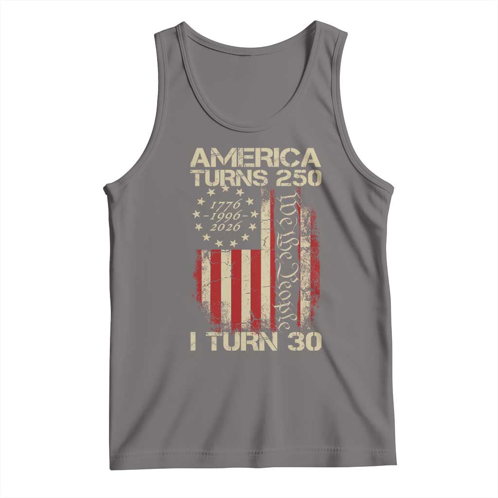 America Turns 250 I Turn 30 Tank Top 30th Birthday 250th Anniversary USA Vintage 1996 Bday TS11 Deep Heather Print Your Wear