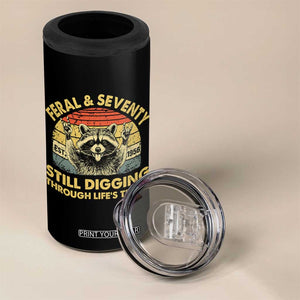 70th Birthday Raccoon 4 in 1 Can Cooler Tumbler Feral And Seventy Still Digging Through Life's Trash Est 1956 TS11 Print Your Wear