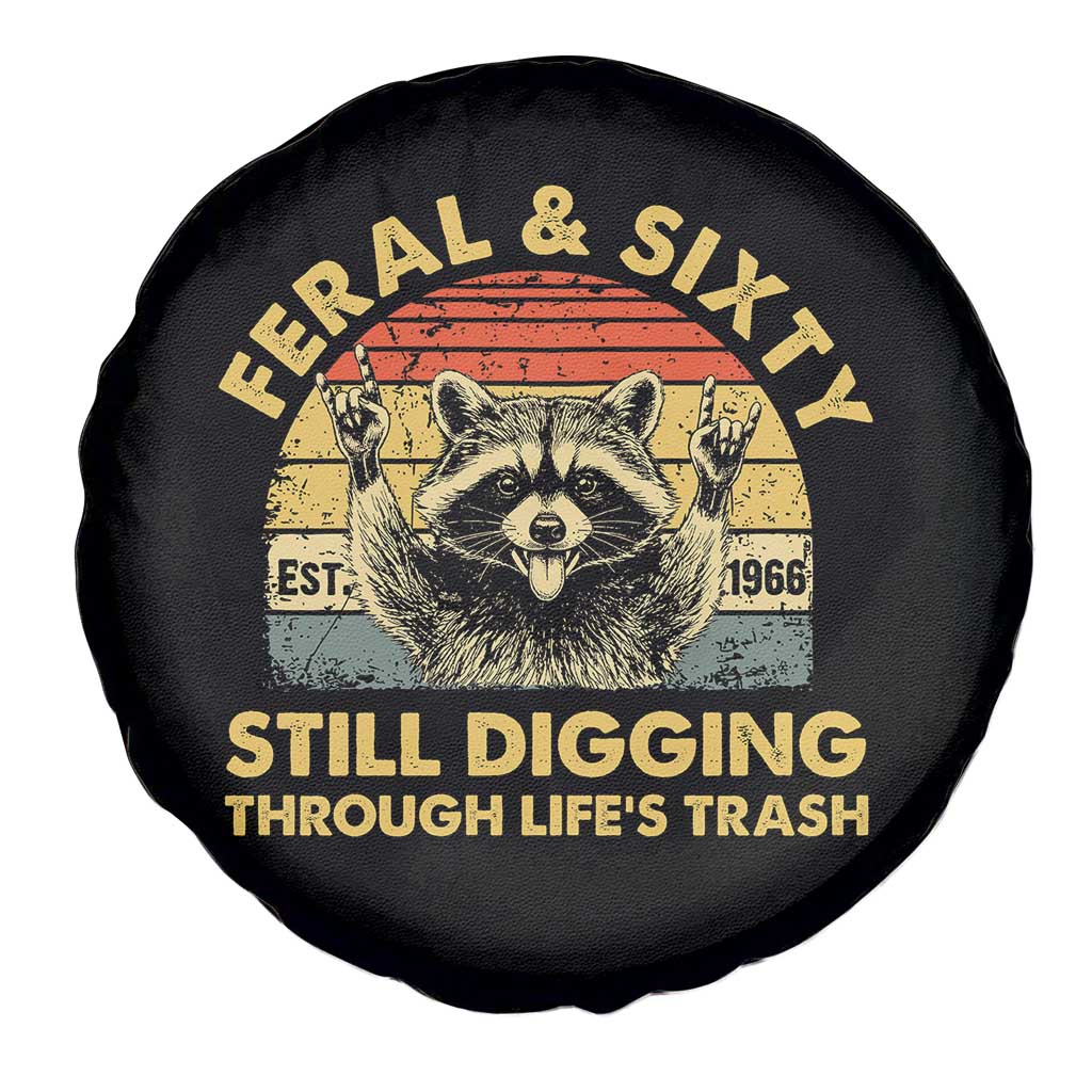 60th Birthday Raccoon Spare Tire Cover Feral And Sixty Still Digging Through Life's Trash Est 1966 TS11 Print Your Wear