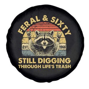 60th Birthday Raccoon Spare Tire Cover Feral And Sixty Still Digging Through Life's Trash Est 1966 TS11 Print Your Wear