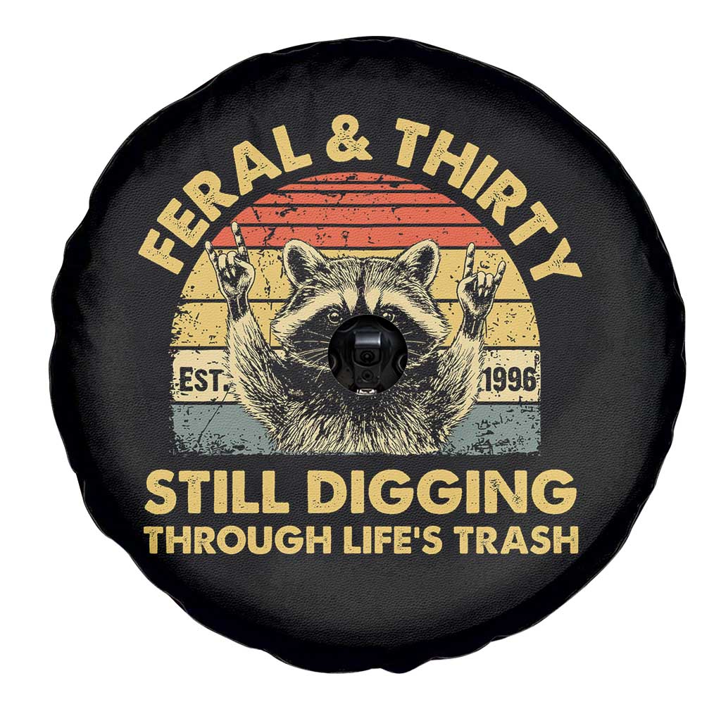 30th Birthday Raccoon Spare Tire Cover Feral And Thirty Still Digging Through Life's Trash Est 1996 TS11 Print Your Wear