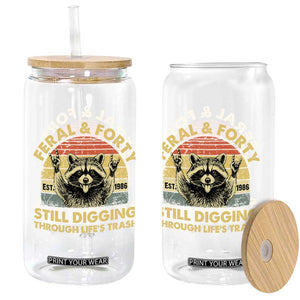 40th Birthday Raccoon Glass Can Feral And Forty Still Digging Through Life's Trash Est 1986 TS11 Print Your Wear