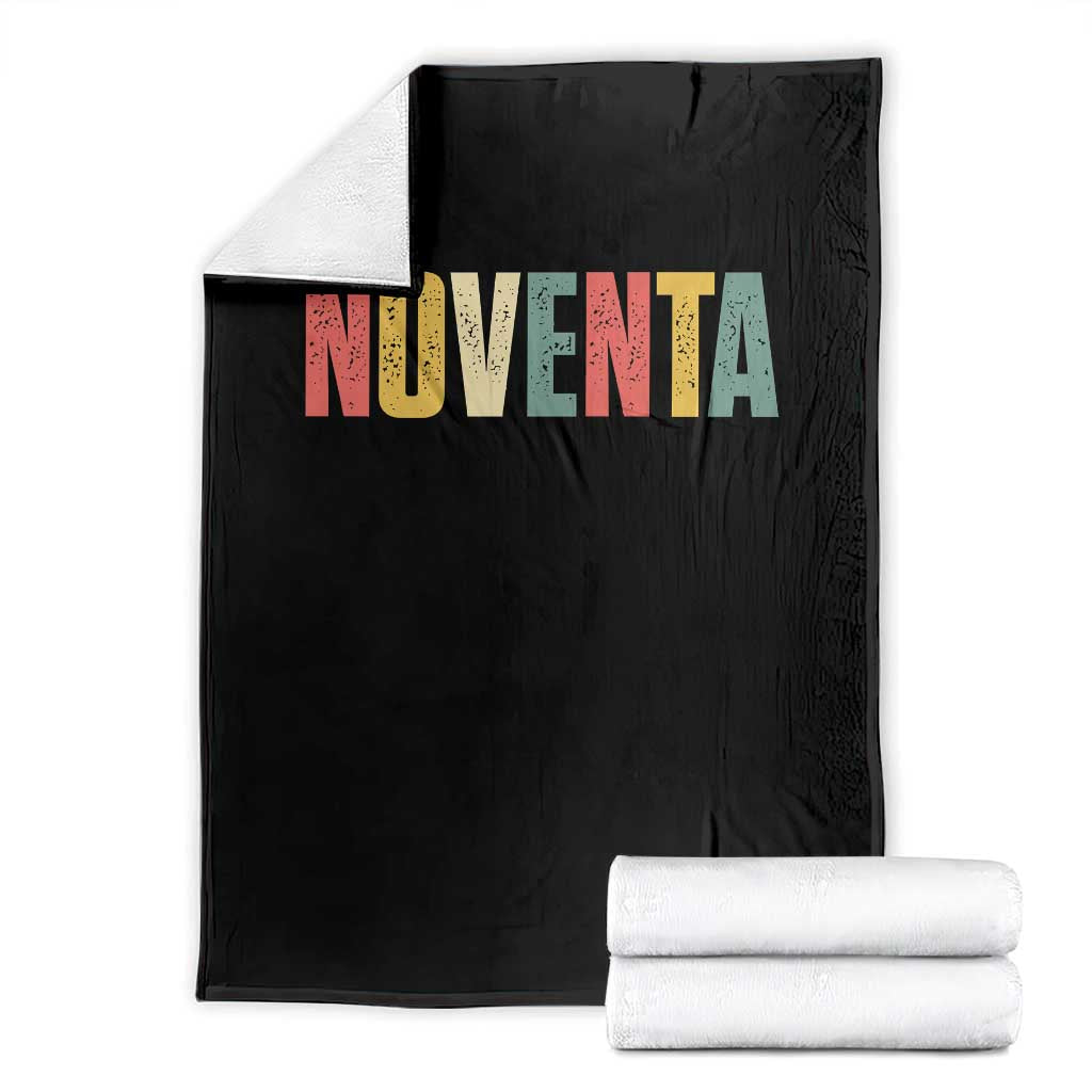 90th Birthday Noventa Throw Blanket Spanish Mexican 90 Years Old Bday TS11 Black Print Your Wear