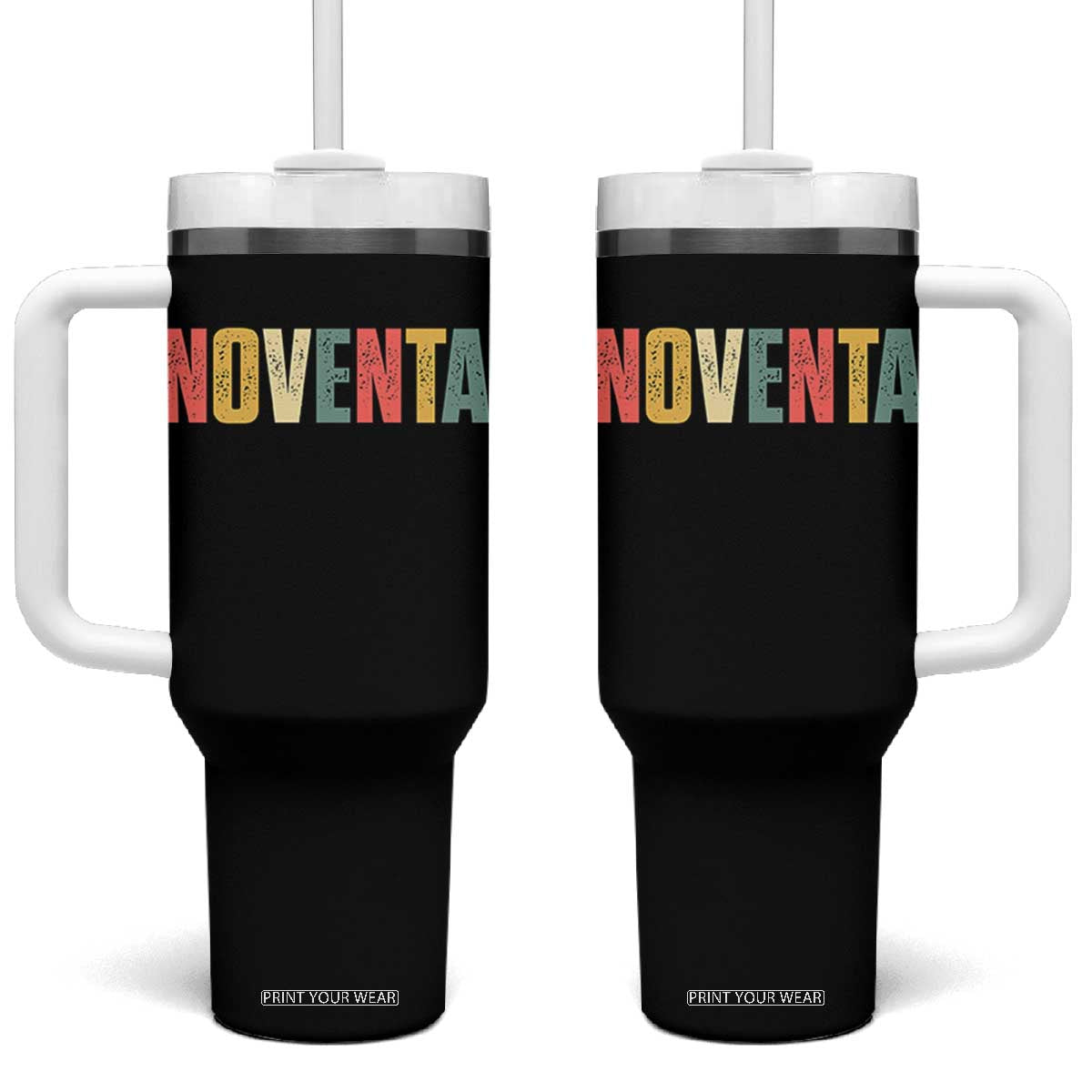 90th Birthday Noventa Tumbler With Handle Spanish Mexican 90 Years Old Bday TS11 One Size: 40 oz Black Print Your Wear