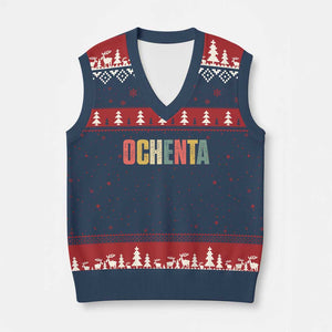 80th Birthday Ochenta V-Neck Knit Sweater Vest Spanish Mexican 80 Years Old Bday TS11 Navy Red Print Your Wear
