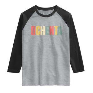 80th Birthday Ochenta Raglan Shirt Spanish Mexican 80 Years Old Bday TS11 Heather Gray Black Print Your Wear
