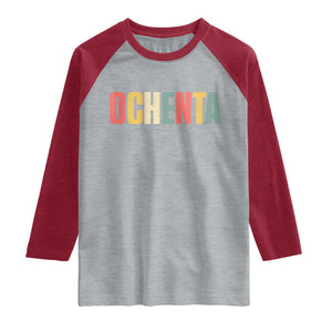 80th Birthday Ochenta Raglan Shirt Spanish Mexican 80 Years Old Bday TS11 Heather Gray Heather Red Print Your Wear