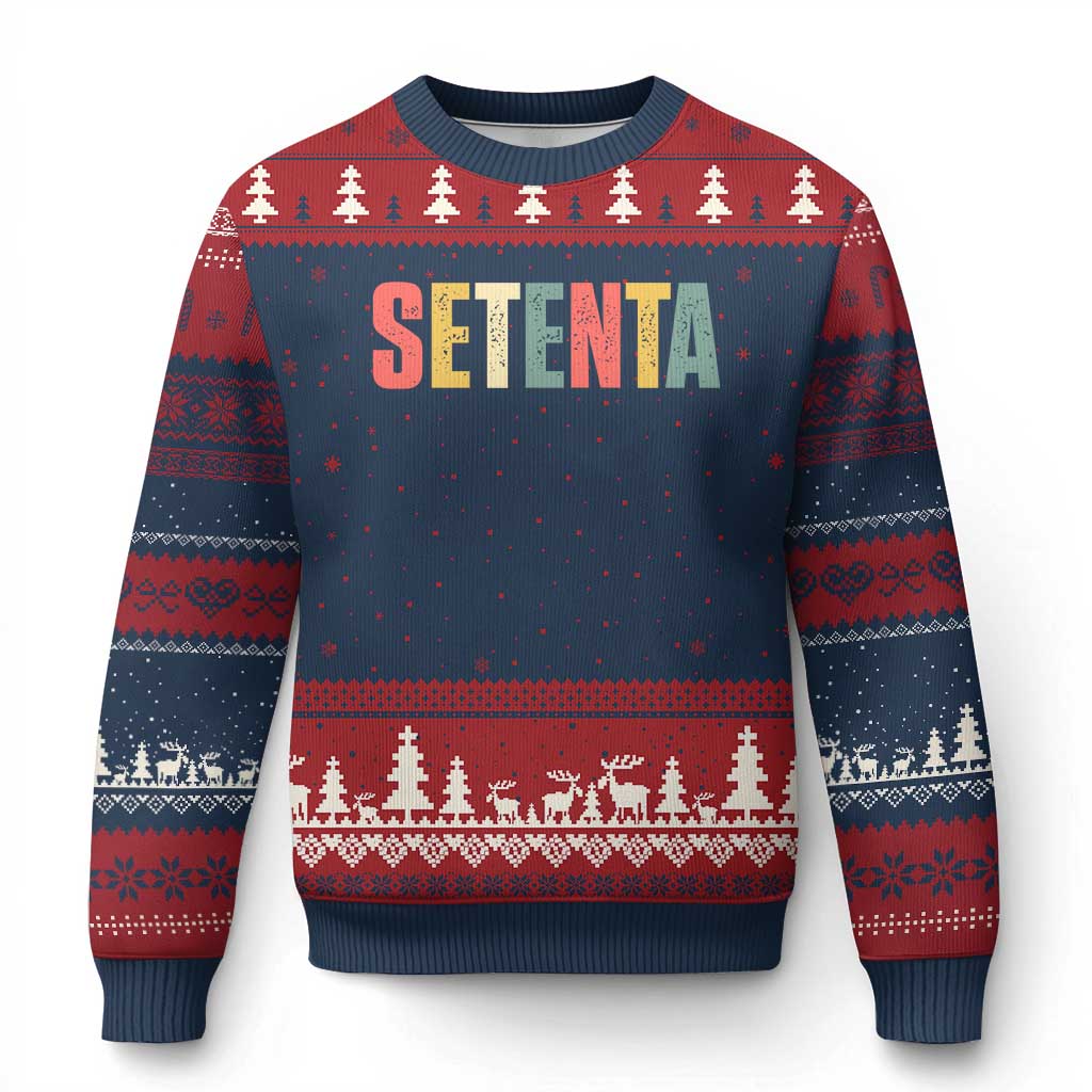 70th Birthday Setenta Ugly Christmas Sweater Spanish Mexican 70 Years Old Bday TS11 Navy Red Print Your Wear