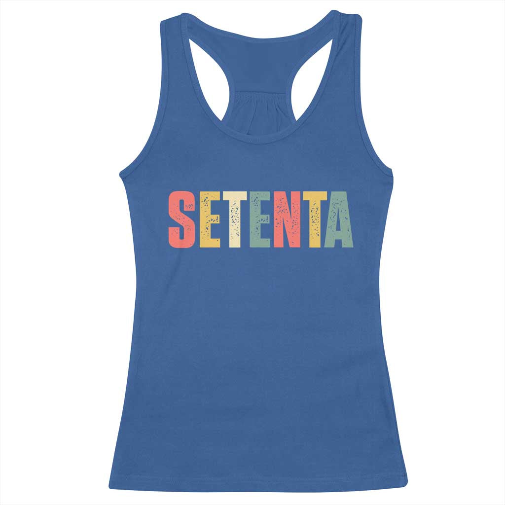 70th Birthday Setenta Racerback Tank Top Spanish Mexican 70 Years Old Bday TS11 Royal Blue Print Your Wear