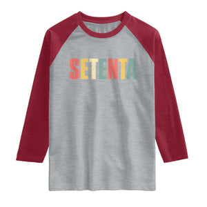 70th Birthday Setenta Raglan Shirt Spanish Mexican 70 Years Old Bday TS11 Heather Gray Heather Red Print Your Wear