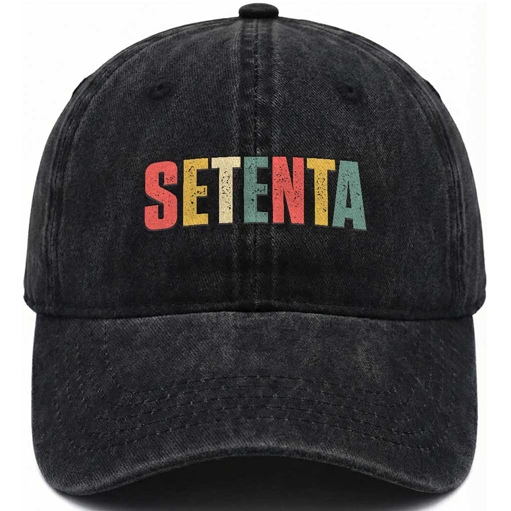 70th Birthday Setenta Washed Cotton Baseball Cap Spanish Mexican 70 Years Old Bday TS11 Print Your Wear