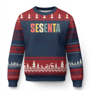 60th Birthday Sesenta Ugly Christmas Sweater Spanish Mexican 60 Years Old Bday TS11 Navy Red Print Your Wear