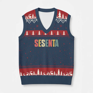 60th Birthday Sesenta V-Neck Knit Sweater Vest Spanish Mexican 60 Years Old Bday TS11 Navy Red Print Your Wear