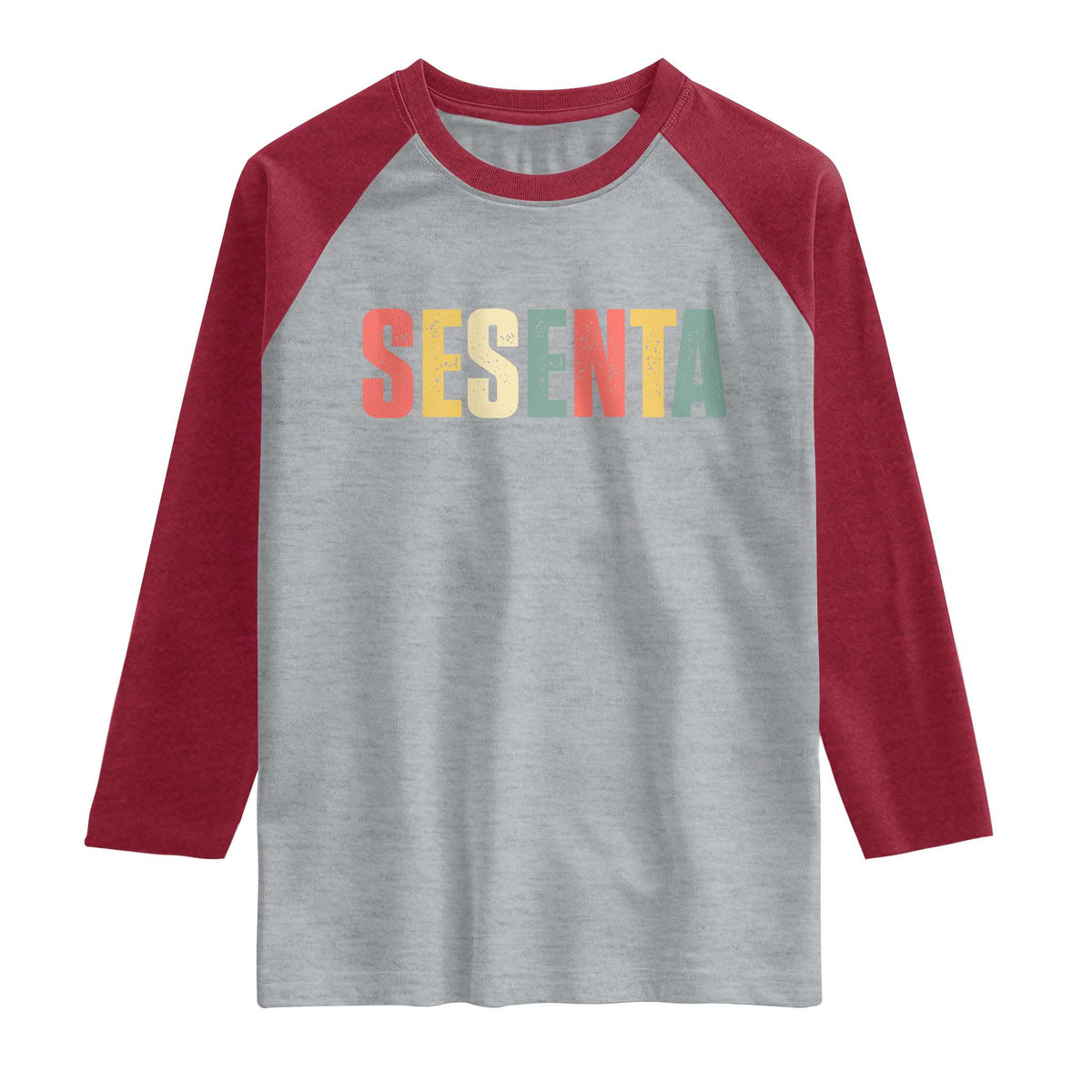 60th Birthday Sesenta Raglan Shirt Spanish Mexican 60 Years Old Bday TS11 Heather Gray Heather Red Print Your Wear