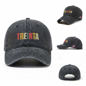 30th Birthday Treinta Washed Cotton Baseball Cap Spanish Mexican 30 Years Old Bday TS11 Washed Cap Universal Fit Dark Gray Print Your Wear
