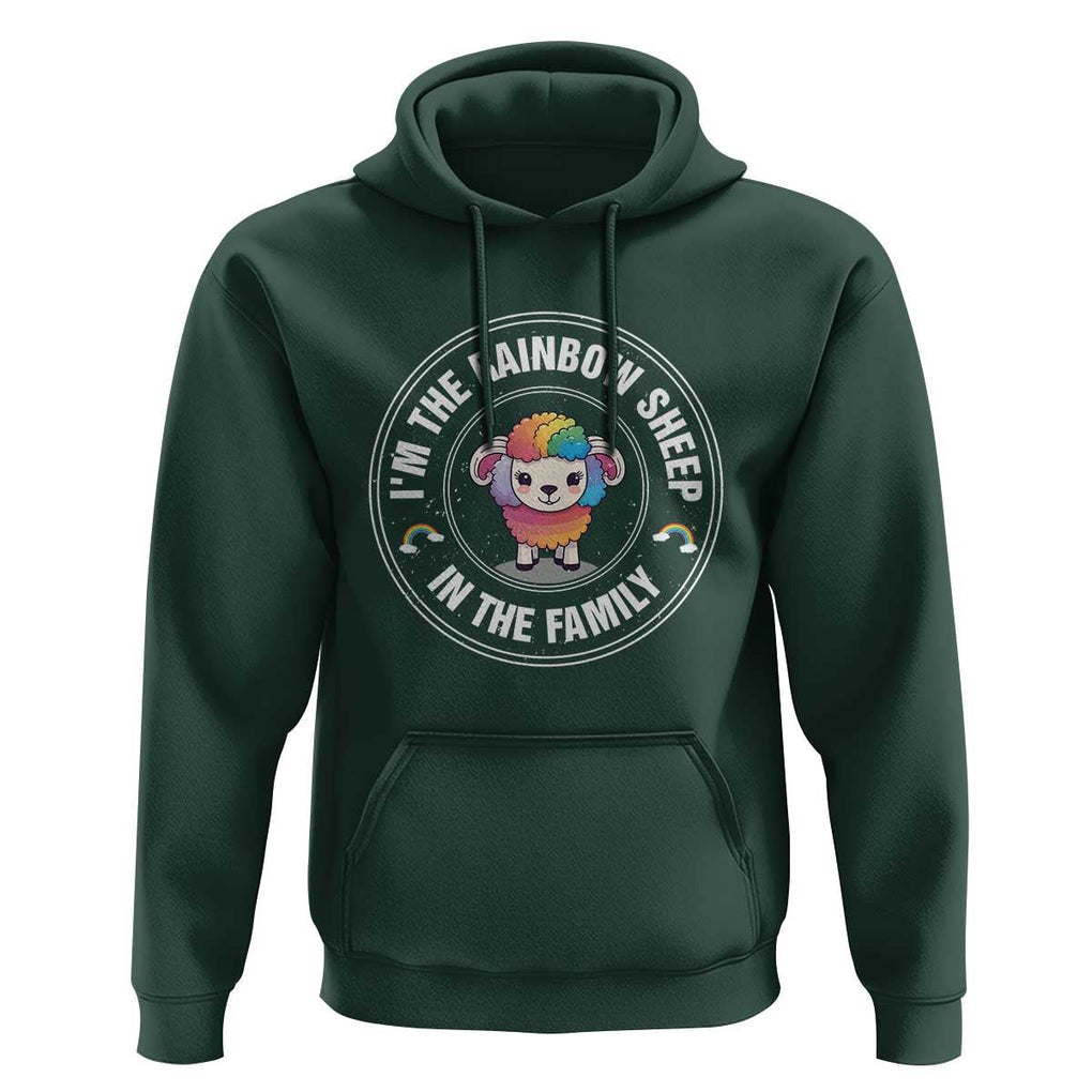 LGBTQ Pride Hoodie I'm The Rainbow Sheep In The Family Proud Gay TS11 Dark Forest Green Print Your Wear