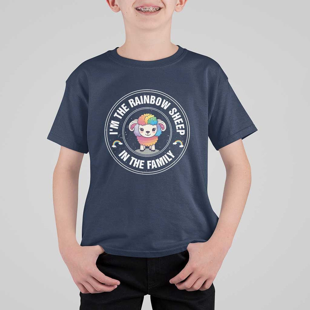 LGBTQ Pride T Shirt For Kid I'm The Rainbow Sheep In The Family Proud Gay TS11 Navy Print Your Wear