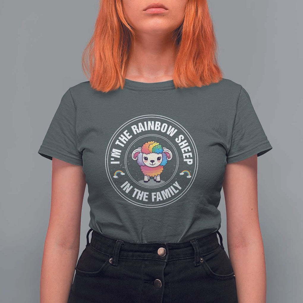 LGBTQ Pride T Shirt For Women I'm The Rainbow Sheep In The Family Proud Gay TS11 Dark Heather Print Your Wear