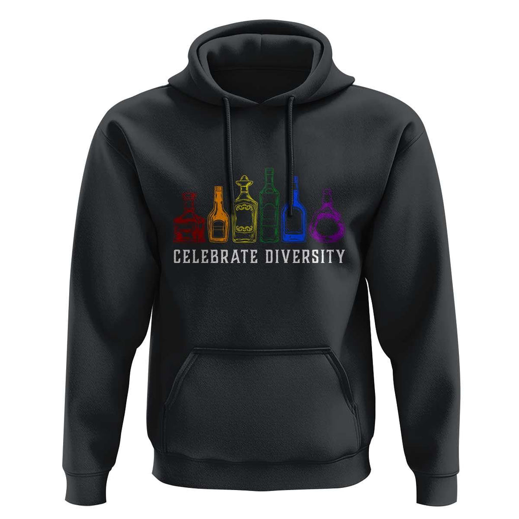 LGBTQ Pride Hoodie Celebrate Diversity LGBT Flag Wine Drinker TS11 Black Print Your Wear