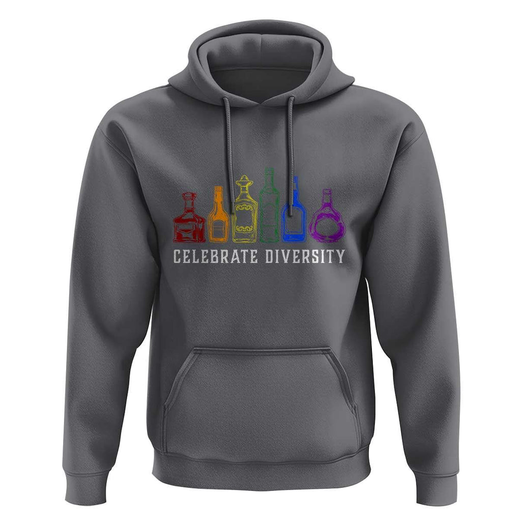 LGBTQ Pride Hoodie Celebrate Diversity LGBT Flag Wine Drinker TS11 Charcoal Print Your Wear
