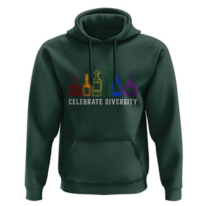 LGBTQ Pride Hoodie Celebrate Diversity LGBT Flag Wine Drinker TS11 Dark Forest Green Print Your Wear