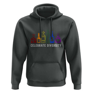 LGBTQ Pride Hoodie Celebrate Diversity LGBT Flag Wine Drinker TS11 Dark Heather Print Your Wear