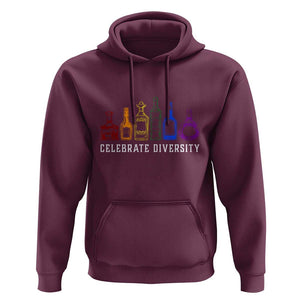 LGBTQ Pride Hoodie Celebrate Diversity LGBT Flag Wine Drinker TS11 Maroon Print Your Wear