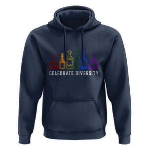 LGBTQ Pride Hoodie Celebrate Diversity LGBT Flag Wine Drinker TS11 Navy Print Your Wear