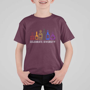 LGBTQ Pride T Shirt For Kid Celebrate Diversity LGBT Flag Wine Drinker TS11 Maroon Print Your Wear