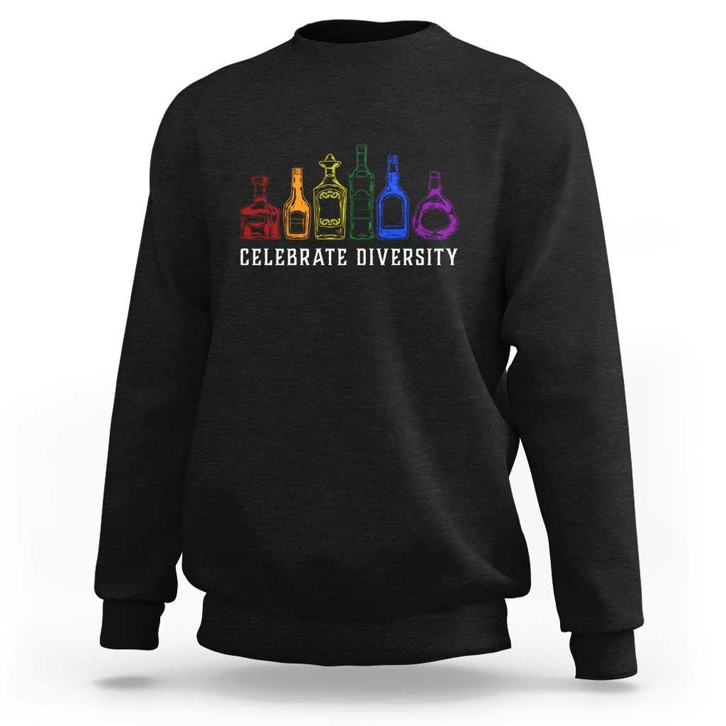 LGBTQ Pride Sweatshirt Celebrate Diversity LGBT Flag Wine Drinker TS11 Black Print Your Wear