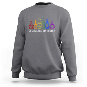 LGBTQ Pride Sweatshirt Celebrate Diversity LGBT Flag Wine Drinker TS11 Charcoal Print Your Wear