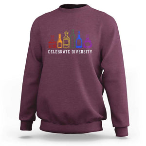LGBTQ Pride Sweatshirt Celebrate Diversity LGBT Flag Wine Drinker TS11 Maroon Print Your Wear
