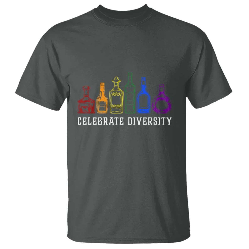 LGBTQ Pride T Shirt Celebrate Diversity LGBT Flag Wine Drinker TS11 Dark Heather Print Your Wear