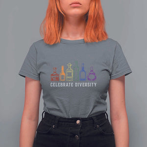 LGBTQ Pride T Shirt For Women Celebrate Diversity LGBT Flag Wine Drinker TS11 Charcoal Print Your Wear