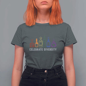 LGBTQ Pride T Shirt For Women Celebrate Diversity LGBT Flag Wine Drinker TS11 Dark Heather Print Your Wear