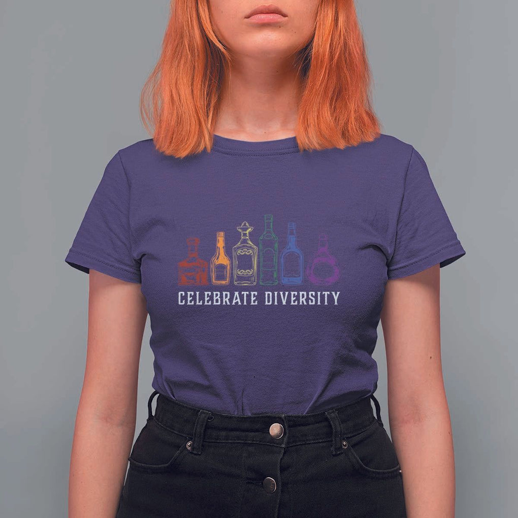 LGBTQ Pride T Shirt For Women Celebrate Diversity LGBT Flag Wine Drinker TS11 Purple Print Your Wear