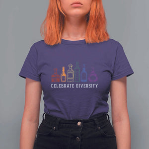 LGBTQ Pride T Shirt For Women Celebrate Diversity LGBT Flag Wine Drinker TS11 Purple Print Your Wear