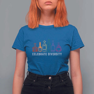 LGBTQ Pride T Shirt For Women Celebrate Diversity LGBT Flag Wine Drinker TS11 Royal Blue Print Your Wear