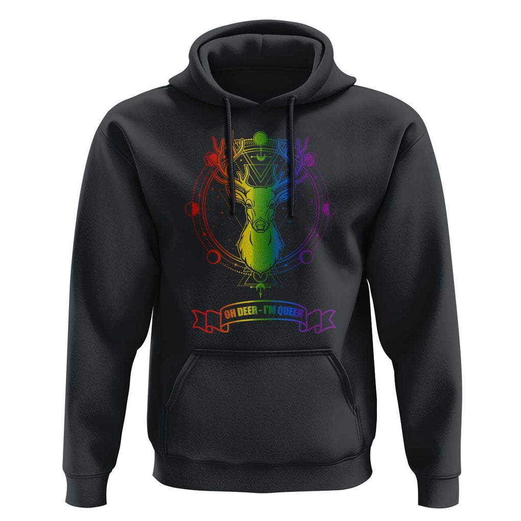LGBTQ Hoodie Oh Deer I'm Queer Vintage Pride Lesbian Gay TS11 Black Print Your Wear