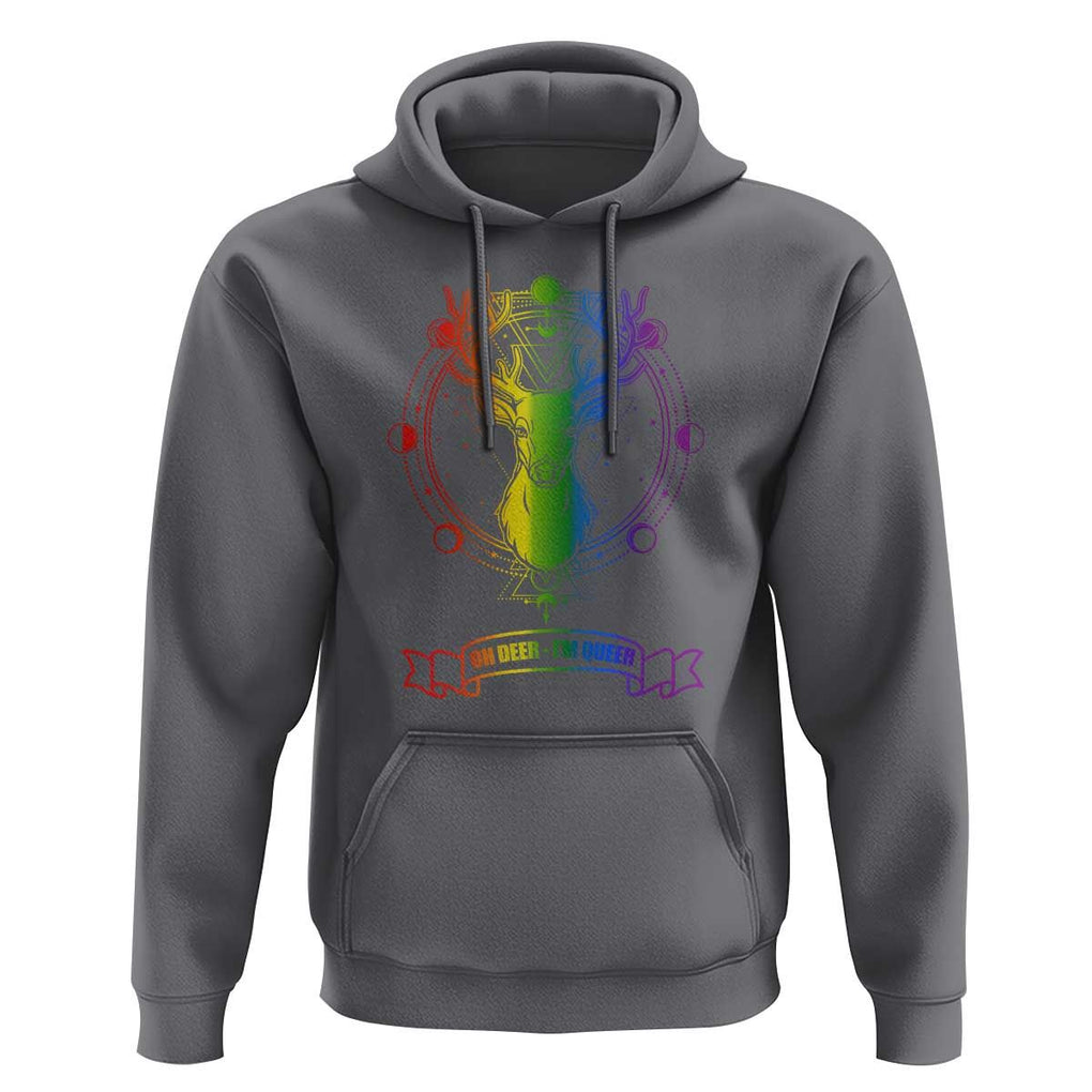 LGBTQ Hoodie Oh Deer I'm Queer Vintage Pride Lesbian Gay TS11 Charcoal Print Your Wear