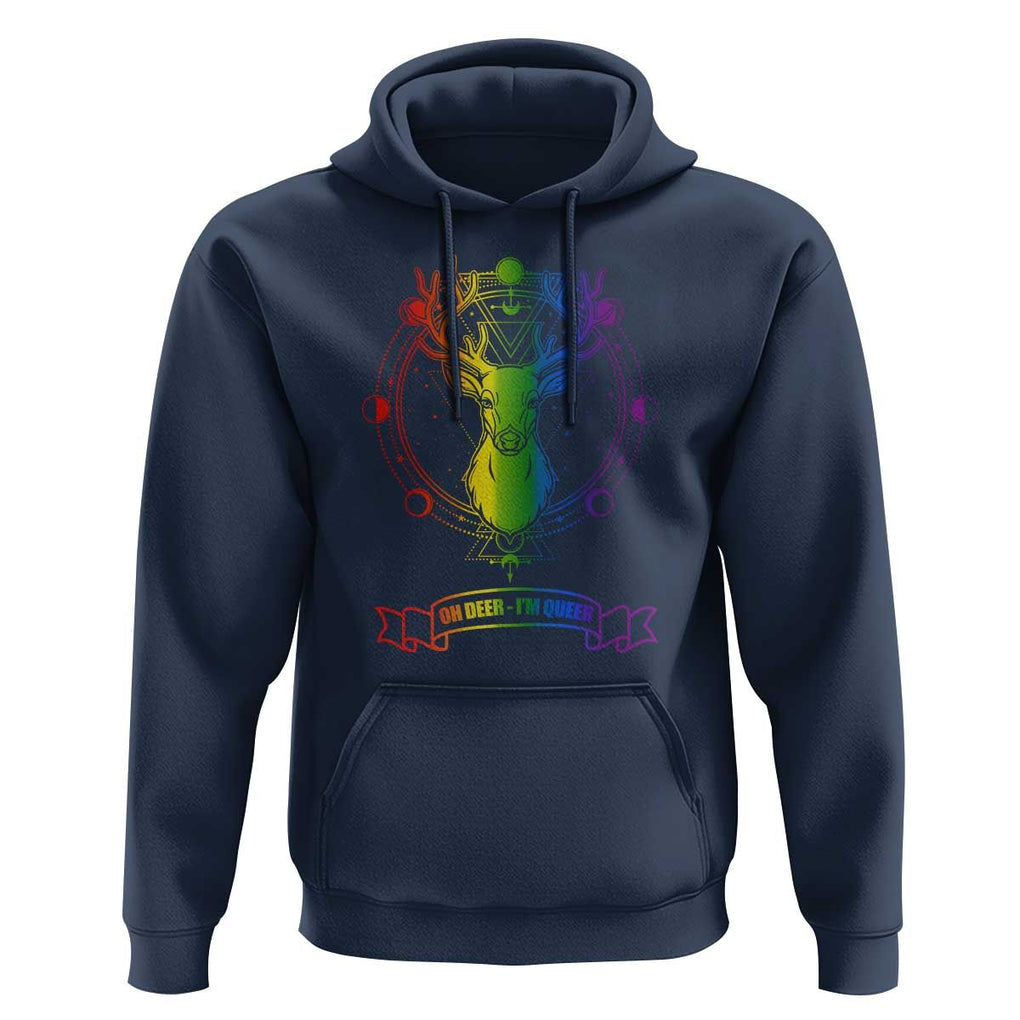 LGBTQ Hoodie Oh Deer I'm Queer Vintage Pride Lesbian Gay TS11 Navy Print Your Wear