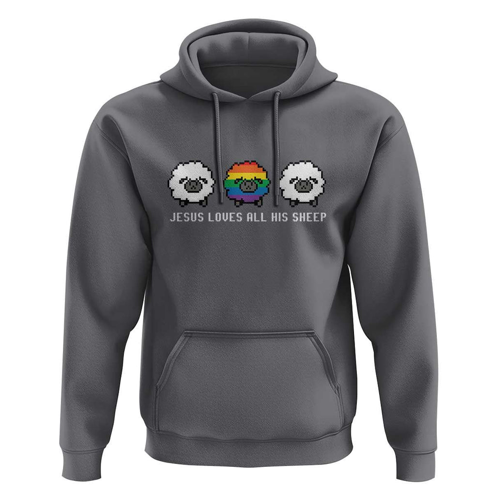 LGBTQ Hoodie Jesus Loves All His Sheep Gay Pride Woolly Sheep TS11 Charcoal Print Your Wear