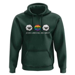 LGBTQ Hoodie Jesus Loves All His Sheep Gay Pride Woolly Sheep TS11 Dark Forest Green Print Your Wear