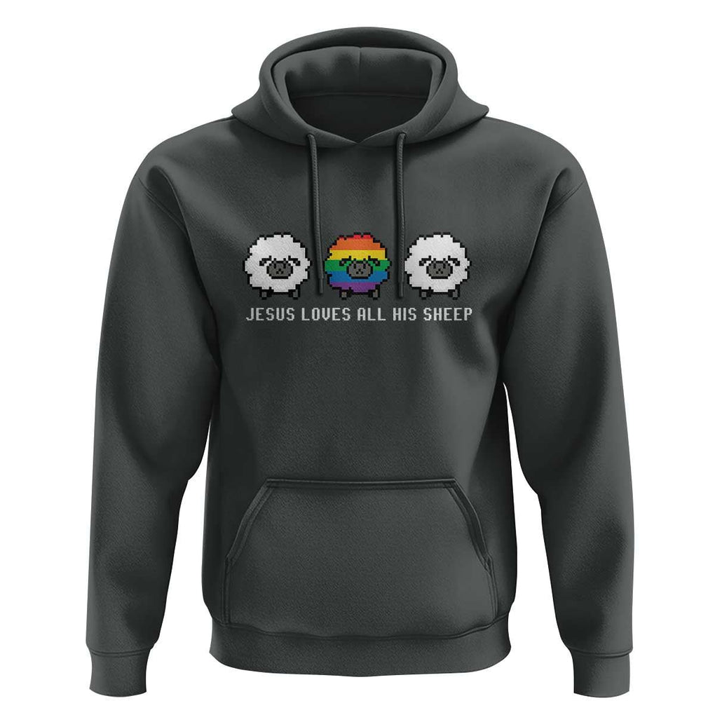 LGBTQ Hoodie Jesus Loves All His Sheep Gay Pride Woolly Sheep TS11 Dark Heather Print Your Wear