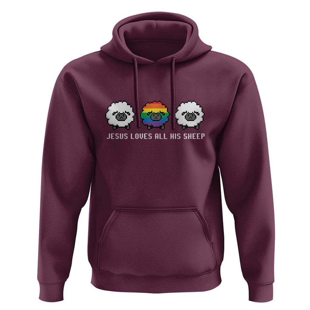 LGBTQ Hoodie Jesus Loves All His Sheep Gay Pride Woolly Sheep TS11 Maroon Print Your Wear
