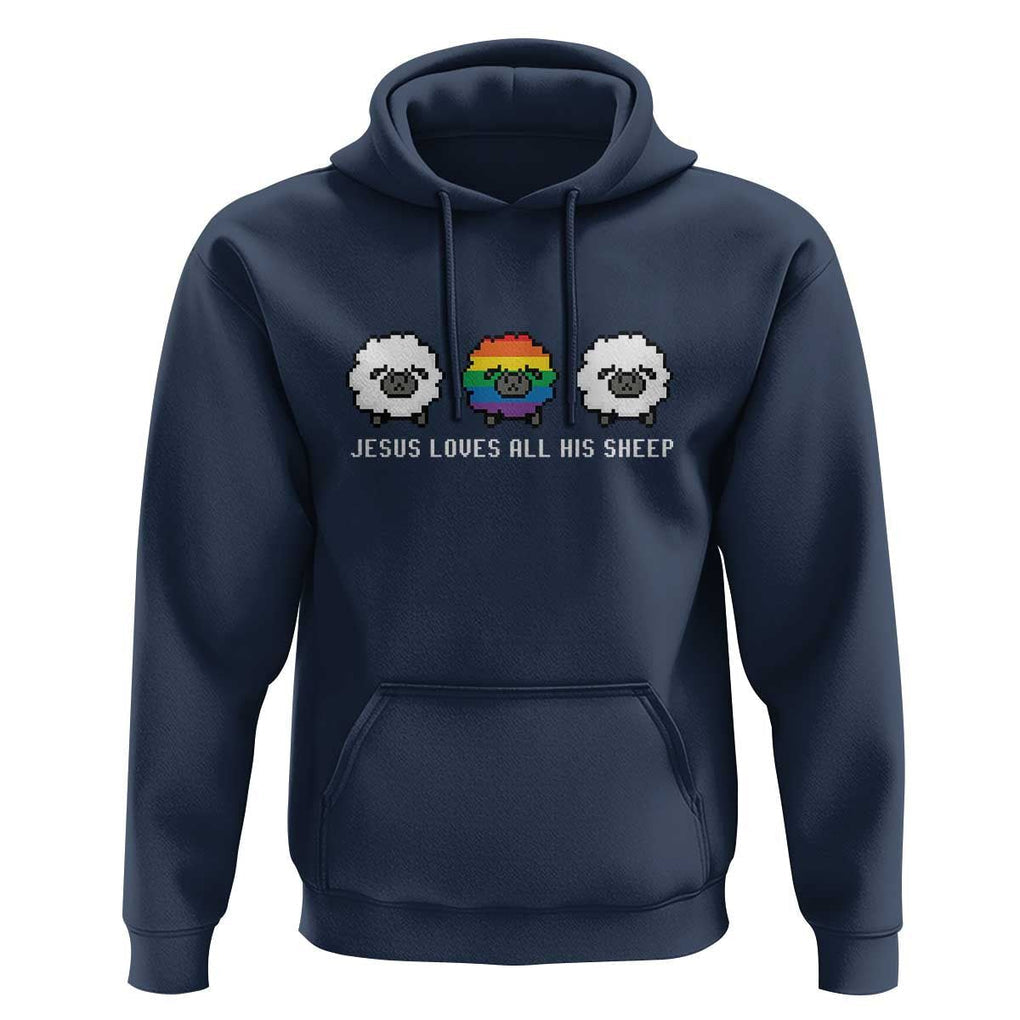 LGBTQ Hoodie Jesus Loves All His Sheep Gay Pride Woolly Sheep TS11 Navy Print Your Wear