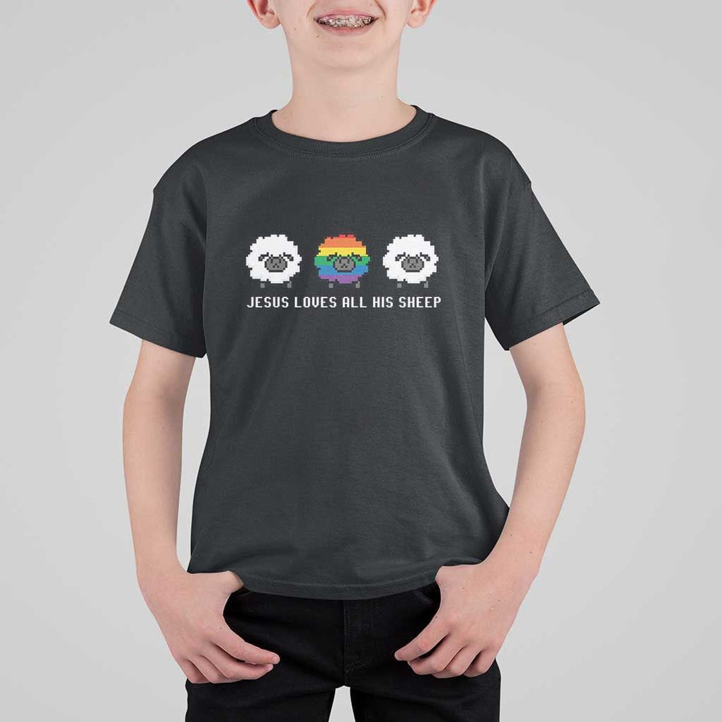 LGBTQ T Shirt For Kid Jesus Loves All His Sheep Gay Pride Woolly Sheep TS11 Black Print Your Wear