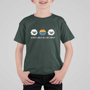 LGBTQ T Shirt For Kid Jesus Loves All His Sheep Gay Pride Woolly Sheep TS11 Dark Forest Green Print Your Wear